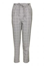 Check Eyelet Tie Peg Trousers at Topshop