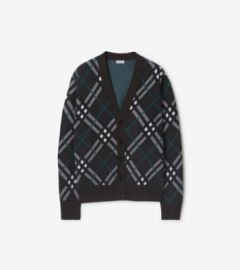 Check Wool Mohair Blend Cardigan in Snug - Men Official at Burberry