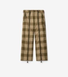 Check Wool Zip Trousers in Camp - Men Official at Burberry