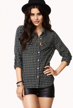 Check button front shirt at Forever 21