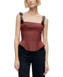 Checked Buckle Strap Corset Top at Bloomingdales