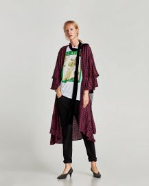 Checked Kimono with Ruffled Sleeves by Zara at Zara