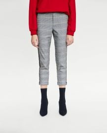 Checked Trousers with Side Stripes at Zara