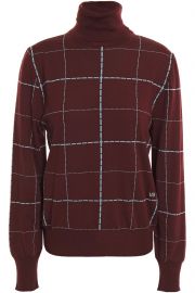 Checked Wool-Blend Turtleneck Sweater by Victoria Beckham at The Outnet