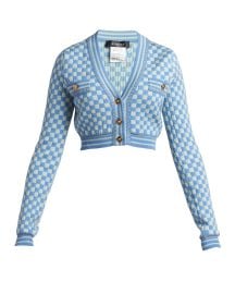 Checked Wool Cardigan by Versace at Neiman Marcus