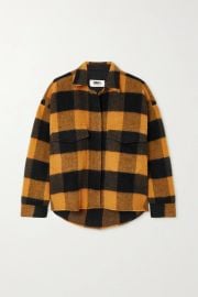 Checked brushed wool-blend jacket at Net a Porter