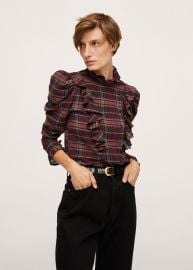 Checked frill blouse -  Women   USA at MANGO