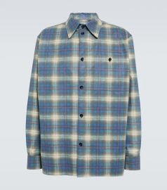 Checked leather shirt in blue - Bottega Veneta at Mytheresa