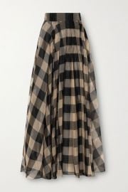 Checked mulberry silk-organza jacquard maxi skirt at Net a Porter