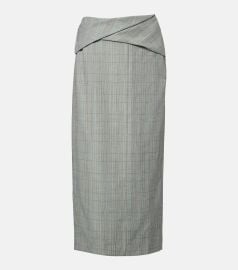 Checked virgin wool midi skirt in grey - Victoria Beckham at Mytheresa