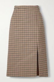 Checked wool-blend gabardine skirt at Net a Porter