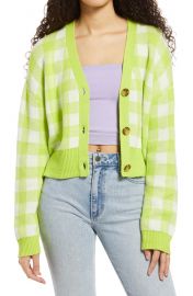 Checkerboard Plaid Crop Cardigan by BP at Nordstrom