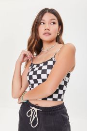 Checkered Cropped Cami at Forever 21