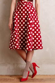 Checkered Midi Skirt at Anthropologie