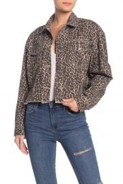 Cheetah Print Crop Cutoff Denim Jacket at Nordstrom Rack