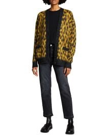 Cheetah Wool-Blend Oversized Cardigan at Neiman Marcus