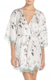 Chelsea28 Floral Print Satin Kimono at Nordstrom