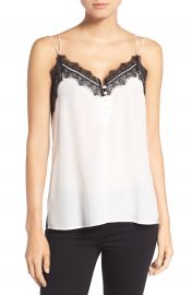 Chelsea28 Lace Trim Silk Camisole in White at Nordstrom