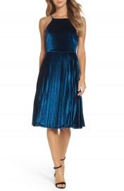 Chelsea28 Pleated Velvet Fit  amp  Flare Dress   Nordstrom at Nordstrom