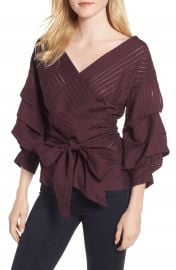 Chelsea28 Shadow Stripe Wrap Blouse at Nordstrom