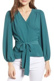 Chelsea28 Wrap Top in Teal Balsam at Nordstrom Rack