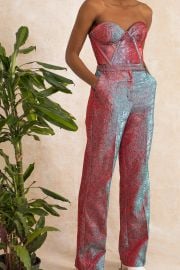 Cherry Glaze Metallic Straight Trousers at Kai Collective