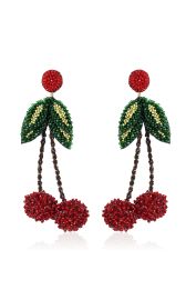 Cherry Hand-Beaded Earrings By Deepa Gurnani at Moda Operandi