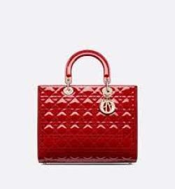 Cherry Red Patent Cannage Calfskin Large Lady Dior Bag at Dior