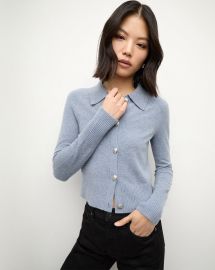 Cheshire Cashmere Cardigan in Smoke Blue at Veronica Beard