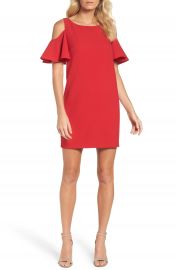 Chetta B Ruffle Cold Shoulder Shift Dress at Nordstrom