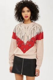 Chevron Crystal Sweatshirt at Topshop