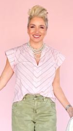 Chevron Stitch Popover TopPink at The Blvd Boutik