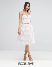 Chi Chi London Lace Midi Prom Skirt with Scalloped Hem Co Ord at asos com at Asos