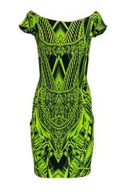 Chiara Boni - Green amp Black Printed Sheath Dress Sz 4 at Current Boutique