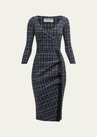 Chiara Boni La Petite Robe Beaded Grid-Print Bodycon Dress - at Bergdorf Goodman