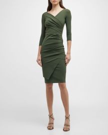 Chiara Boni La Petite Robe Calantine 34-Sleeve Ruched Bodycon Dress at Neiman Marcus