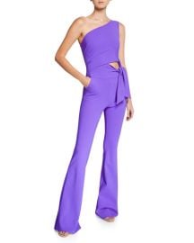 Chiara Boni La Petite Robe Chabeli One-Shoulder Flared-Leg Jumpsuit at Neiman Marcus