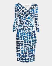 Chiara Boni La Petite Robe Charisse Pleated Dot Print Bodycon Dress at Neiman Marcus
