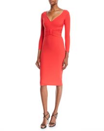 Chiara Boni La Petite Robe Claudetta V-Neck Dress w  Bow Front at Neiman Marcus