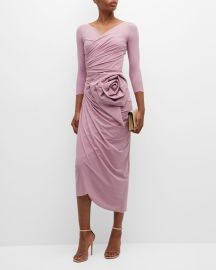 Chiara Boni La Petite Robe Daisy Ruched Rosette Bodycon Midi Dress at Neiman Marcus