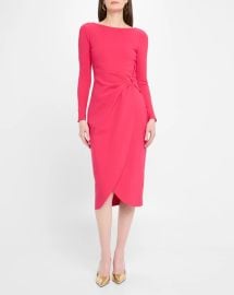 Chiara Boni La Petite Robe Gathered Bateau-Neck Midi Sheath Dress at Neiman Marcus