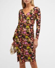 Chiara Boni La Petite Robe Gota Draped Floral-Print Sheath Dress at Neiman Marcus