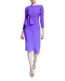 Chiara Boni La Petite Robe Gurli Bateau-Neck 3 4-Sleeve Asymmetric Flap Dress at Neiman Marcus