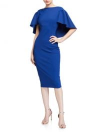 Chiara Boni La Petite Robe High-Neck Short-Sleeve Cape Dress at Neiman Marcus