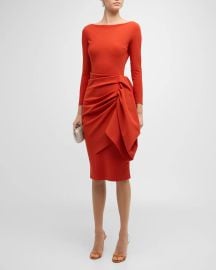 Chiara Boni La Petite Robe Hypnos Draped Bateau Neck Bodycon Midi Dress at Neiman Marcus