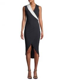 Chiara Boni La Petite Robe Jette Longette Asymmetric High-Low Dress w  Contrast Lapel at Neiman Marcus