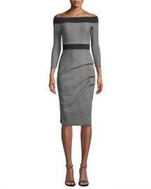 Chiara Boni La Petite Robe Larissa Off-the-Shoulder Plaid Dress at Neiman Marcus