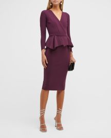 Chiara Boni La Petite Robe Leticia 3 4 Sleeve Peplum Sheath Dress at Neiman Marcus