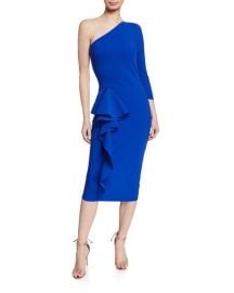 Chiara Boni La Petite Robe One-Shoulder Asymmetric-Ruffle Cocktail Dress at Neiman Marcus