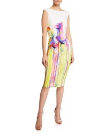 Chiara Boni La Petite Robe Purity Print Boat Neck Cap Sleeve Sheath Dress at Neiman Marcus